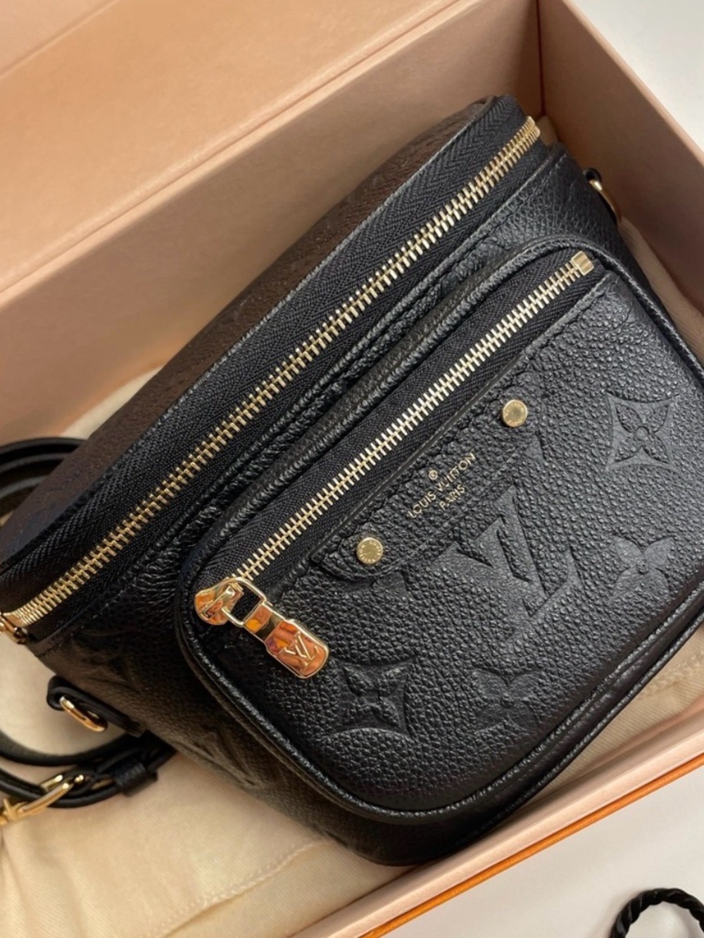 Louis Vuitton Black Monogram Embossed Pebbled Leather Mini Bum Bag - Picture 2 of 14
